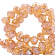 Faceted glass beads 8x6 mm rondelle Light orange-top shine coating