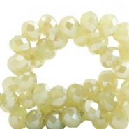 Faceted glass beads 4x3mm rondelle Light cress green-top shine coating