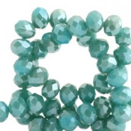 Faceted glass beads 4x3mm rondelle Porcelain green-top shine coating