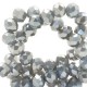 Faceted glass beads 4x3mm rondelle Light taupe grey-top shine coating