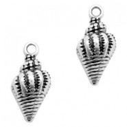 DQ metal charm Shell 19x9mm Antique Silver