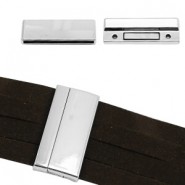 Metall Magnetverschluss 42x20mm für Flach draht / leder Antik silber