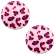 Faux fur cabochon leopard 20mm Pink