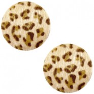 Faux fur cabochon leopard 12mm Light brown
