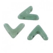 Cuentas de vidrio Czech AVA beads 10x4mm - Chalk White Teal Luster