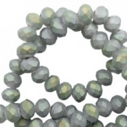 Faceted glass beads 6x4mm disc Frosted grey-half diamond coating