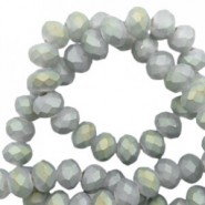 Abalorios de vidrio rondelle Facetados 4x3mm - Frosted light grey-half diamond coating
