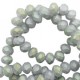 Faceted glass beads 4x3mm disc Frosted light grey-half diamond coating