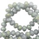 Top Facet kralen 4x3mm disc Frosted light grey-half diamond coating