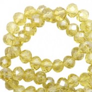 Faceted glass beads 8x6mm disc Light yellow-pearl shine coating