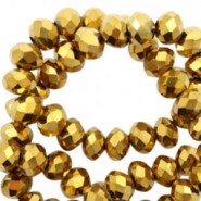 Abalorios de vidrio rondelle Facetados 4x3mm - Gold-amber coating