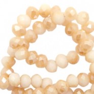 Top Facet kralen 8x6mm disc Beige peach-pearl shine coating