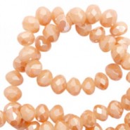 Faceted glass beads 4x3mm disc Peach parfait-pearl shine coating