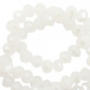 Faceted glass beads 4x3mm disc White-pearl shine coating