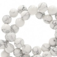 Jade gemstone beads round 4mm marble look White-grey 