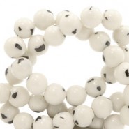 Jade gemstone beads round 8mm marble look White-black 