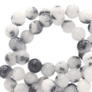 Jade gemstone beads round 8mm watercolour look Black-white