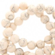 Jade gemstone beads round 6mm marble look Creamy nude pink-grey