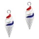 Metal charm Ice Horn Silver-red blue