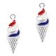 Metalen bedel IJshoorntje Silver-red blue