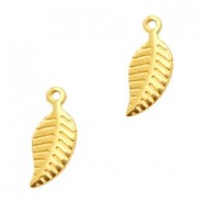 DQ Metal charm Flower Leaf 14x6mm Gold