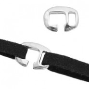 DQ metaal schuiver gesp voor 5mm plat leer/band Antiek zilver