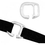 DQ metaal schuiver gesp voor 10mm plat leer/band Antiek zilver