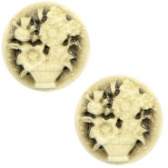 Basic cabochon Camee 20mm boeket Black-antique gold