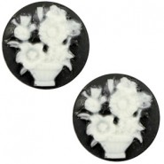 Basic cabochon Cameo 20mm bouquet Black-white