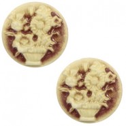 Basic cabochon Cameo 20mm bouquet Brown-antique gold