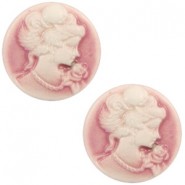 Basic cabochon Camee 20mm Vintage pink-off white