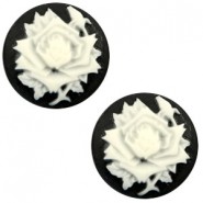 Basic cabochon Cameo 20mm Rose Black-white