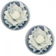 Basic cabochon Cameo 20mm Rose Dark blue-off white