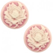 Basic cabochon Camee 20mm Roos Vintage pink-off white