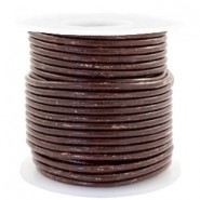 DQ Leer rond 3mm Vintage driftwood brown metallic