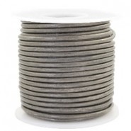 DQ Leer rond 3mm Vintage stormy silver grey metallic