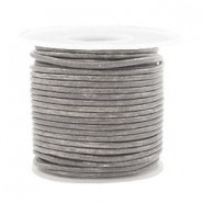 DQ Leer rond 2mm Vintage stormy grey metallic