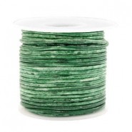 Round DQ leather cord 2mm Vintage classic green metallic