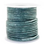 DQ Leer rond 3mm Vintage cool blue metallic