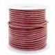 DQ Leer rond 3mm Vintage maroon rust red metallic