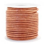 DQ Leer rond 3mm Vintage copper brown metallic