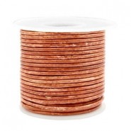 DQ Leer rond 2mm Vintage copper brown metallic