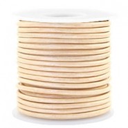 DQ Leer rond 3mm Vintage antique white metallic