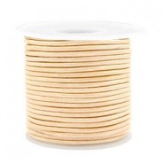 DQ Leer rond 2mm Vintage antique white metallic