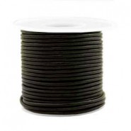 Round DQ leather cord 2mm Black metallic