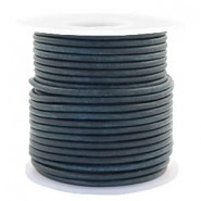 DQ Leer rond 3mm Dark peacock blue