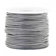 Round DQ leather cord 1mm Grey metallic