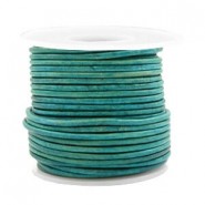 DQ Leer rond 2mm Vintage dark turquoise green