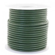 Round DQ leather cord 3mm Army green metallic