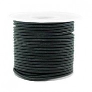 Round DQ leather cord 2mm Vintage dark green